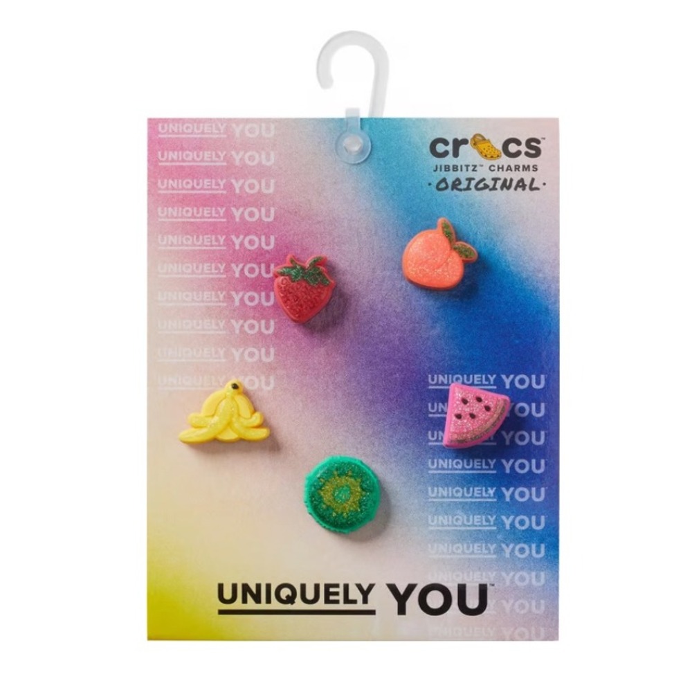 Crocs Jibbitz Sparkle Glitter Fruits Food Shoe Charms 5-pk Accessories NEW NWT